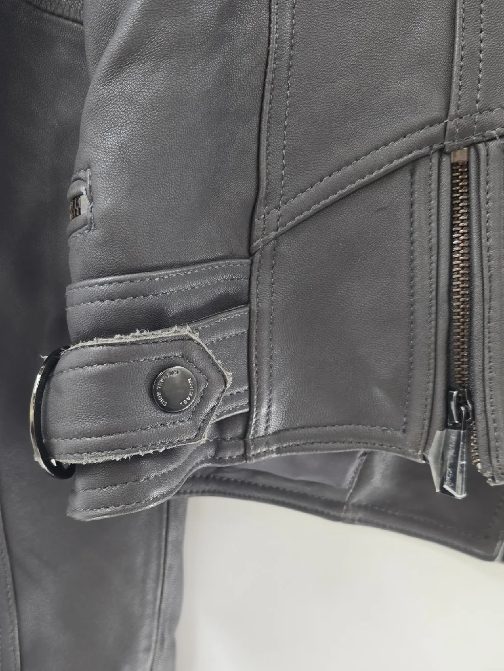 Michael Kors‎ Grey Leather Moto Jacket